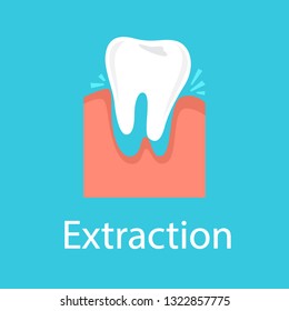 Tooth extraction concept. Dental care and medical treatment. Tooth remove from the jaw. Oral surgery. Isolated vector illustration in cartoon style