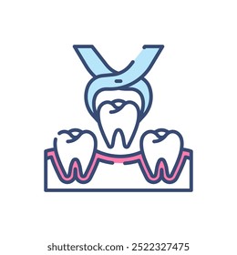 Tooth Extraction Fill Color Icon, Vector illustration