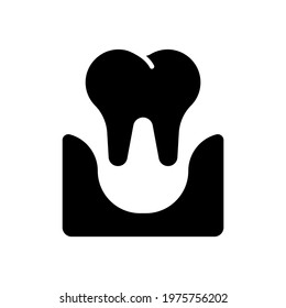 Tooth extraction glyph icon. Dental services and therapy. Vector isolated black illustration.