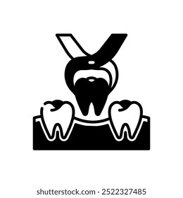 Tooth Extraction Glyph Icon, Vector illustration