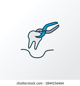 Tooth extraction icon colored line symbol. Premium quality isolated removal element in trendy style.