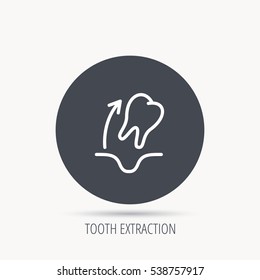 Tooth extraction icon. Dental paradontosis sign. Round web button with flat icon. Vector