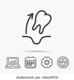Tooth extraction icon. Dental paradontosis sign. Notebook, Calendar and Cogwheel signs. Download arrow web icon. Vector