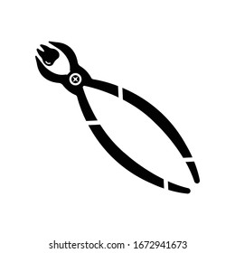 Tooth extraction icon. Dental pliers icon.