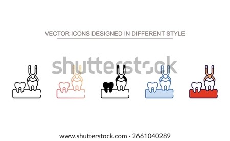 Tooth Extraction icon design with white background stock illustration