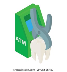 Tooth extraction icon isometric vector. Human tooth clamped in medical forcep. Dentistry, stomatology, healthcare concept