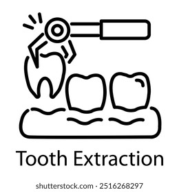 Tooth extraction icon in linear style 