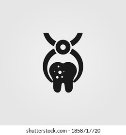 Tooth extraction icon on white background. Exodontia symbol for dental health concept.