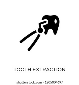 Tooth extraction icon. Tooth extraction symbol design from Dentist collection. Simple element vector illustration on white background.