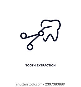 tooth extraction icon. Thin line tooth extraction icon from dental health collection. Editable tooth extraction symbol can be used web and mobile