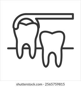 Tooth Extraction Icon Vector Illustration Outline Style