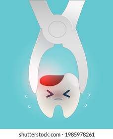 Tooth extraction illustration. Character and vector design