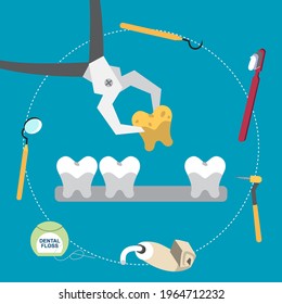 Tooth extraction illustration. Vector design