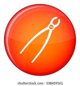 Tooth extraction instrument icon in red circle isolated on white background vector illustration
