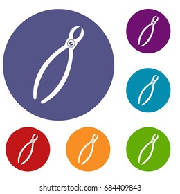 Tooth extraction instrument icons set