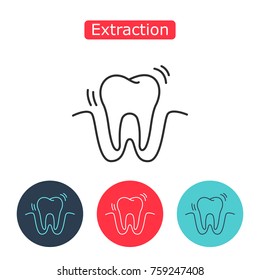 Tooth extraction line icon. Dental care image. Vector illustration on white background. Medicine symbol for info graphics, websites and print media. Editable stroke.