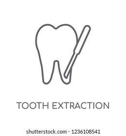 Tooth extraction linear icon. Modern outline Tooth extraction logo concept on white background from Dentist collection. Suitable for use on web apps, mobile apps and print media.