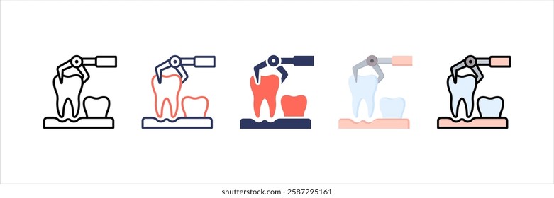 Tooth Extraction Multi Style Icon Set