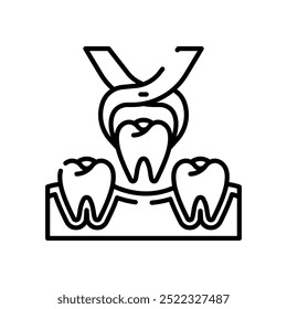 Tooth Extraction Outline Icon, Vector illustration