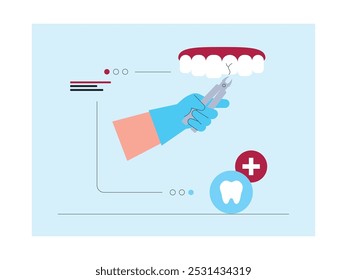 Tooth extraction performed by a dentist to maintain healthy gums and mouth, vector illustration.