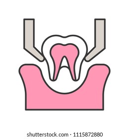 tooth extraction sign, dental related icon, filled outline