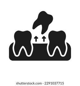 Tooth Extraction Silhouette Icon. Human Tooth Lose Glyph Pictogram. Removal of Teeth. Oral Disease. Dental Treatment Solid Sign. Dentistry Symbol. Isolated Vector Illustration.