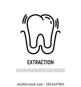 Tooth extraction thin line icon. Dental surgery. Dentistry. Vector illustration.