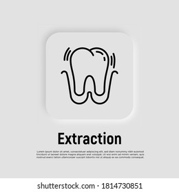 Tooth extraction thin line icon. Dental surgery. Dentistry. Vector illustration.