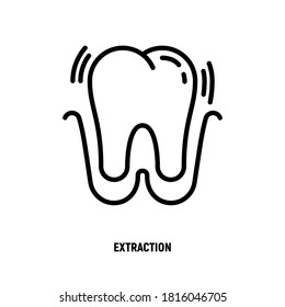 Tooth extraction thin line icon. Dental surgery. Dentistry. Vector illustration.