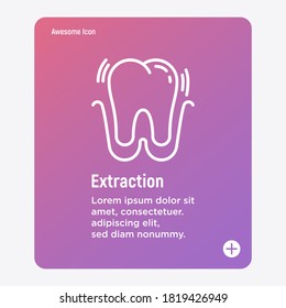 Tooth extraction thin line icon. Dental surgery. Dentistry. Vector illustration.