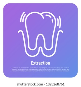 Tooth extraction thin line icon. Dental surgery. Dentistry. Vector illustration.