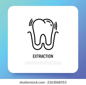 Tooth extraction thin line icon. Dental surgery. Dentistry. Vector illustration.