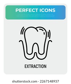 Tooth extraction thin line icon. Dental surgery. Dentistry. Vector illustration.