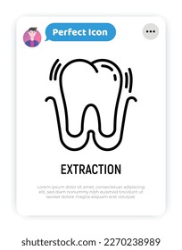 Tooth extraction thin line icon. Dental surgery. Dentistry. Vector illustration.