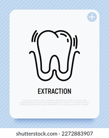 Tooth extraction thin line icon. Dental surgery. Dentistry. Vector illustration.