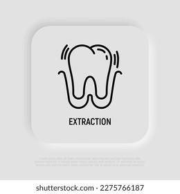 Tooth extraction thin line icon. Dental surgery. Dentistry. Vector illustration.