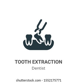 Tooth extraction vector icon on white background. Flat vector tooth extraction icon symbol sign from modern dentist collection for mobile concept and web apps design.