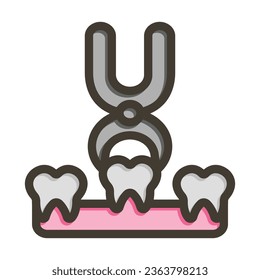 Tooth Extraction Vector Thick Line Filled Colors Icon For Personal And Commercial Use.
