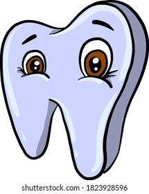 Tooth with eyes, illustration, vector on white background
