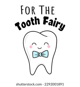 Tooth Fairy bag. For the Tooth Fairy. Baby boy first  tooth concept. Children tooth fairy. Vector illustration in cartoon style.