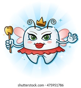 Tooth Fairy Cartoon Character With Antenna & Wand