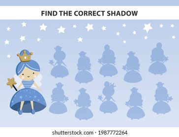 Tooth Fairy Find The Correct Shadow Game For Kids. Fun Activity To Reduce Toddler's Anxiety Before Dentist Visit. First Tooth Party Game.