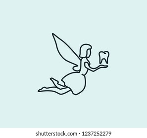 Tooth fairy icon line isolated on clean background. Tooth fairy icon concept drawing icon line in modern style. Vector illustration for your web mobile logo app UI design.