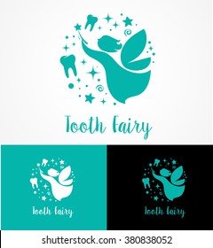 Tooth Fairy with magic wand - make a wish icon and symbol