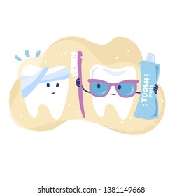 Tooth Fairy poster template for children's dentistry. Positive illustration for learning hygiene for the children's dental office. Vector graphic