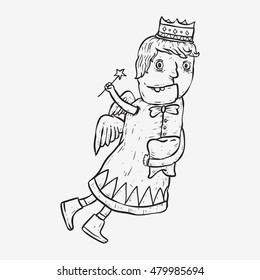 tooth fairy sketch line art cartoon 