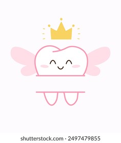 Tooth Fairy split monogram. Clipart image