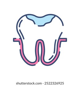 Tooth Filling Fill Color Icon, Vector illustration