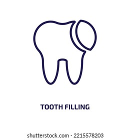 tooth filling icon from dentist collection. Thin linear tooth filling, tooth, medicine outline icon isolated on white background. Line vector tooth filling sign, symbol for web and mobile