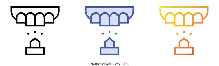 Icono de relleno de dientes. Lineal, relleno azul y diseño de estilo degradado aislado sobre fondo blanco